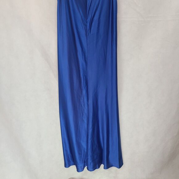 New MAC DUGGAL 68332 (8) Sapphire Blue Satin Puff Sleeve Open Back Formal Dress - Picture 7 of 15